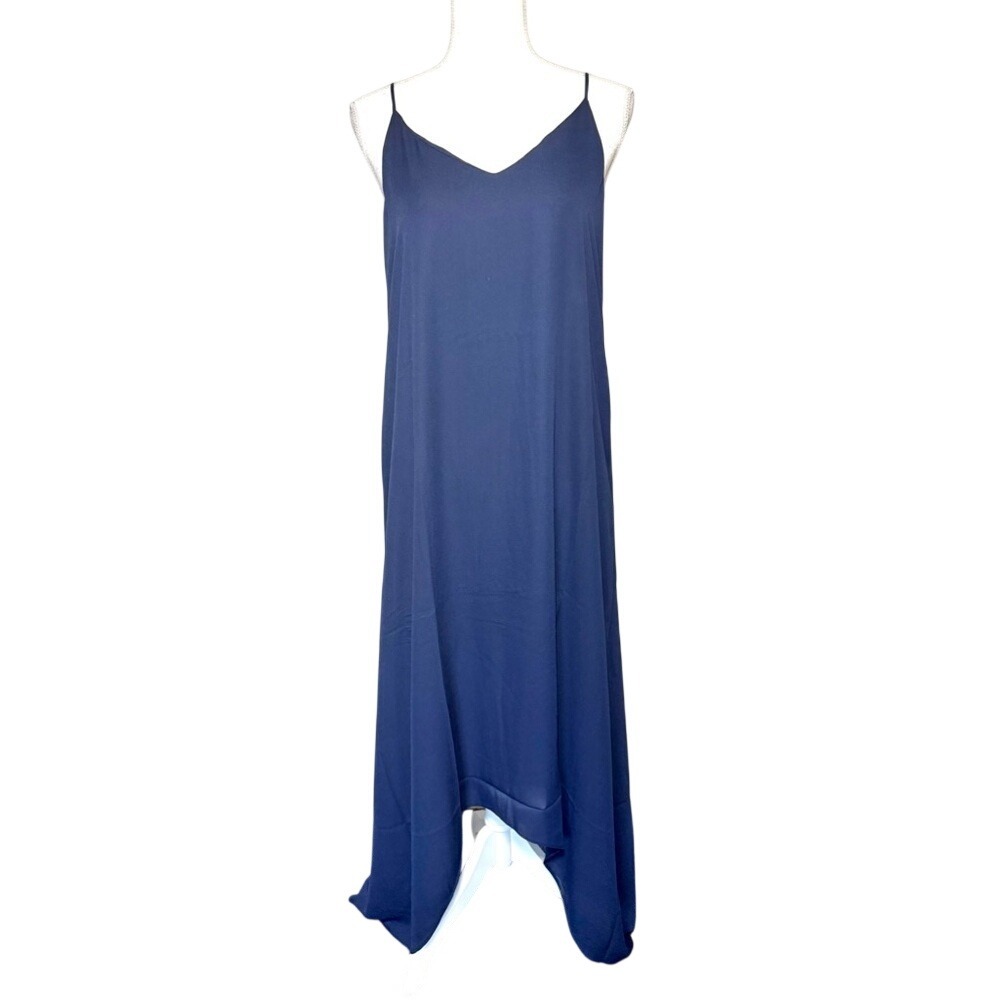 Three Eighty Two Navy Blue Spaghetti Strap Slip Dress Women Small NWT